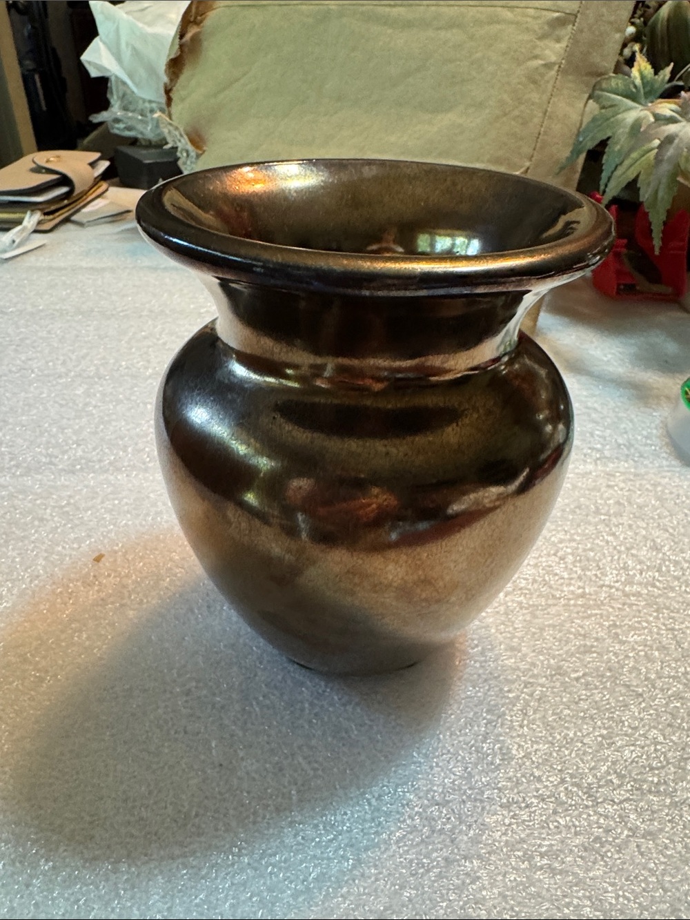 EUC Metallic Bronze Color Ceramic Decorative Vase - Home Accents